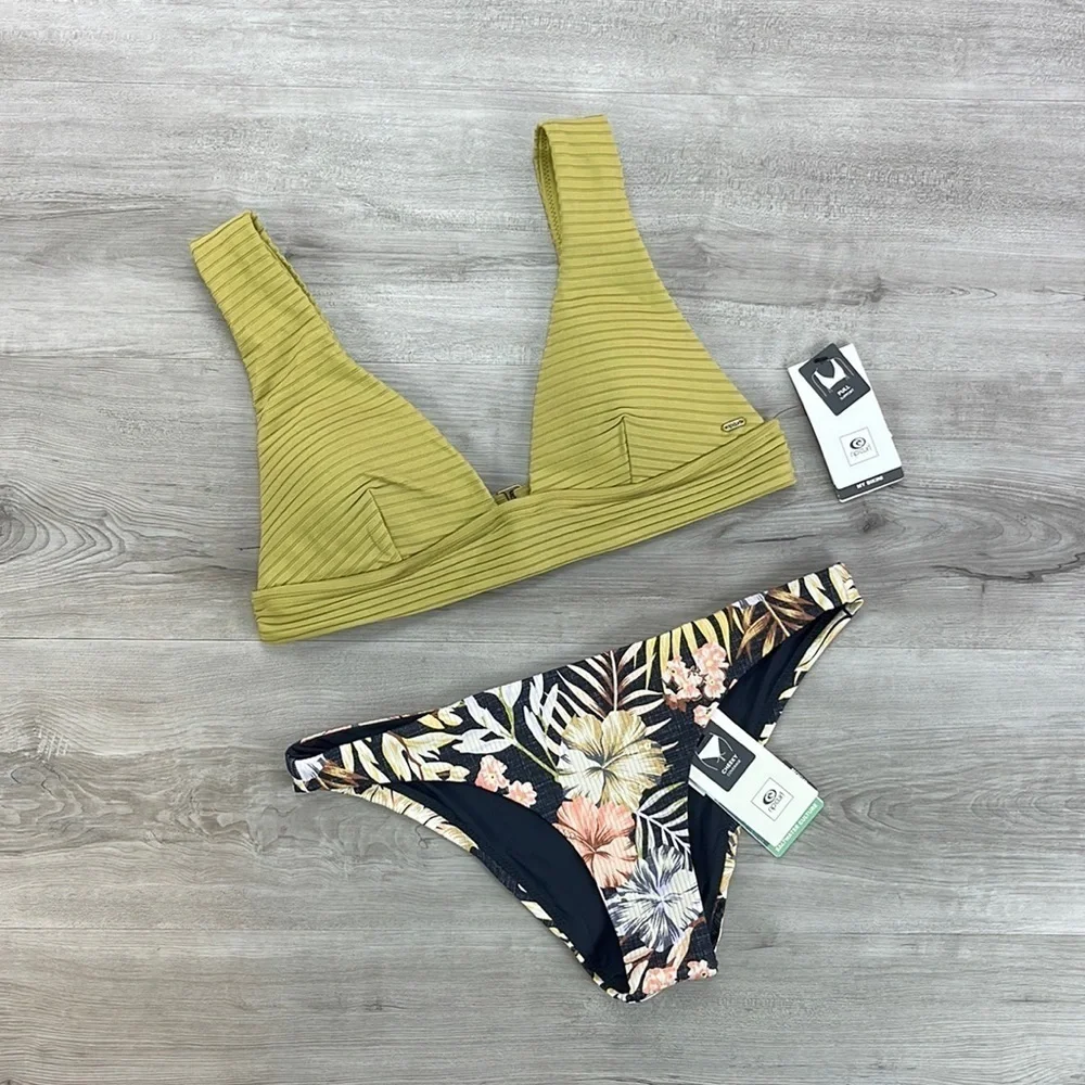 ☀️RIP CURL☀️ PREMIUM SURF DEEP V PARADISE CALLING CHEEKY BIKINI SET